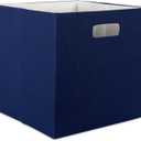 DII Poly-Cube Storage Collection Hard Sided, Collapsible Solid, Large, Nautical Blue (Large Square, 13x13x13")