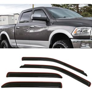 in-Channel Style Smoke Window Sun Rain Visor Vent Guard Deflector Shade Compatible with Dodge Ram 1500 2500 Crew Cab 2010-2018