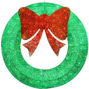 48Inch 4FT Large Christmas Wreath - Outdoor Christmas Wreaths with LED Lights, Xmas Decorations for Door Outdoor Indoor Wall Home - Green