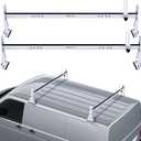Van Ladder Roof Racks, Universal Cargo roof RackTrailer Ladder Rack ShelfLadder Shelves for Truck,Adjustable Length 56-64, Upgraded Anti Collapse 5-Section 2 Bars and 800 lbs Load Capacity