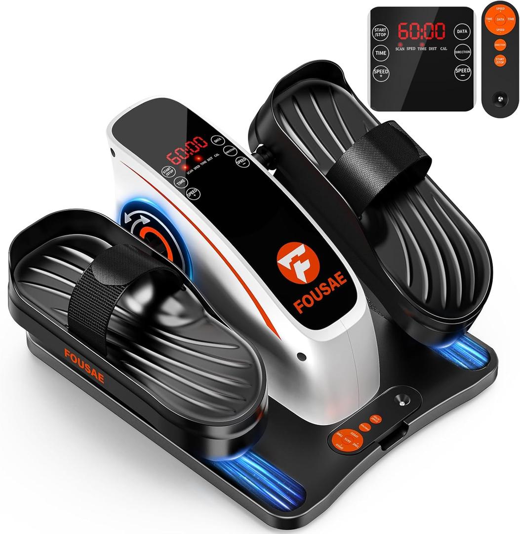 Under Desk Elliptical, Upgraded 15 Adjustable Speeds Leg Exerciser While Sitting for Seniors with Forward & Reverse Direction, Ellipse Leg Exerciser with Touch LED Display Monitor and Remote Control