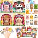 AuroTops 24 Pack Farm Animal Finger Puppets with Unique Cards, Valentine Party Favors for Boys & Girls, Kids Exchange Valentine's Gifts