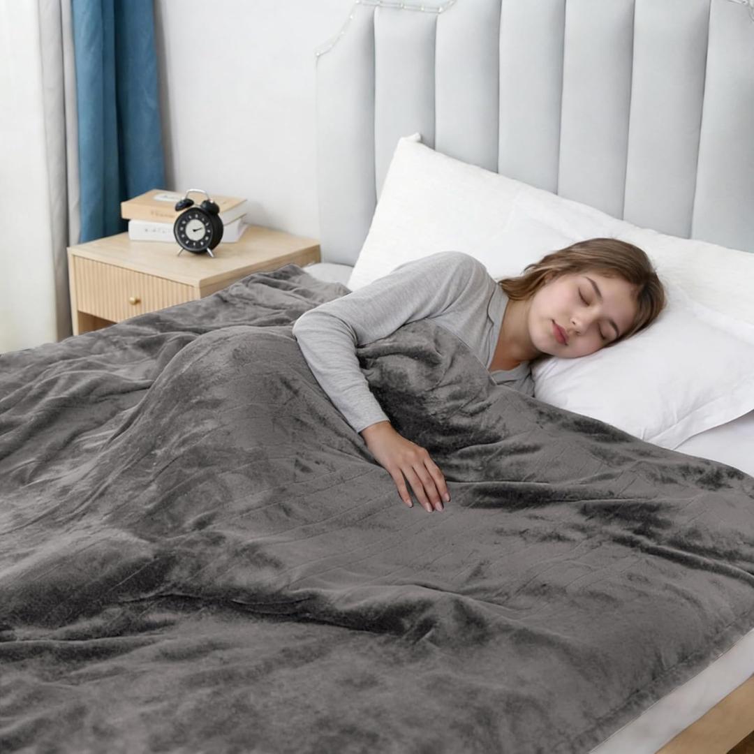 Eydna Electric Heated Blanket Full Size 72"x84",Fast Heating Throw, Soft Plush Microplush for Bed & Couch, 10 Hours Auto Off & 5 Heating Levels, Machine Washable, Gifts for Grandma & Family-Light Gray