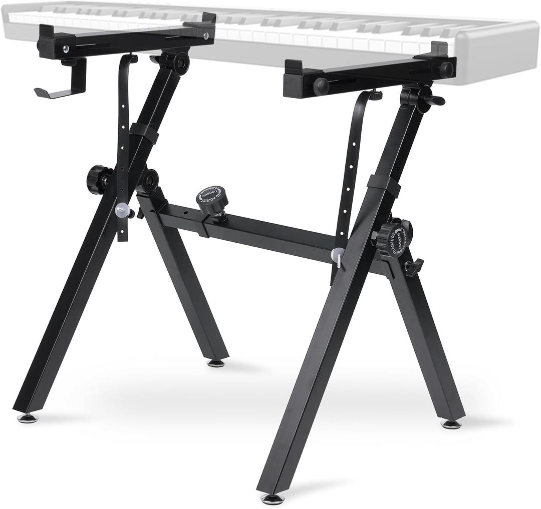 Halostand Universal Keyboard Stand, Z-style Heavy-Duty Piano Stand, Adjustable and Portable Piano Keyboard Stand for 61 and 88 Keys, Piano Stand for 88 Keyboard, Rolling Keyboard Stand