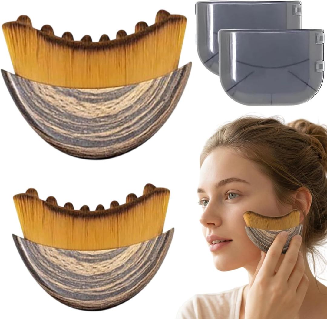 2PCS New Lymphatic Contour Face Brush for Sculpting, Ergonomic Lymphatic Drainage Massager, Drainage Massager for Face & Neck, Chin Jawline Sculpting Tool, Portable Gua Sha Alternative