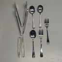 10 PCS Stainless Steel Serving Utensils, Large Serving Spoons Slotted Spoons, Serving Forks, Serving Tongs, Ice Suger Tongs, Metal Utensils Set Great for Buffet Catering Banquet Party (Silver)