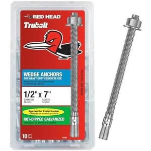 Red Head 1/2 in. x 7 in. HOT Dipped Galvanized Wedge Anchor 6CT