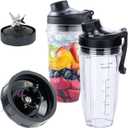 Replacement 6 Fins Female Blender Blade and 2 Cups with New handle Lids, Compatible with Ninja Auto iQ Blenders. 4Inch Female Fins ONLY