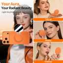 Magnetic Phone Case Stand with Mirror for MagSafe Universal Metal Adjustable Kickstand for iPhone 17/16/15/14 Pro Max Slim Phone Mirror for All Smartphone Used for Women Outdoor Makeup Orange