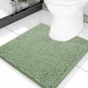 Smiry Luxury Chenille Toilet Rugs U-Shaped 20x20, Soft Absorbent Non-Slip Contour Bathroom Rugs for Toilet, Machine Washable Contoured Bath Mats, Sage Green
