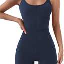 AUTOMET Jumpsuits for Women One Piece Rompers Sexy Shorts Bodysuits Workout Sets Fashion Clothes Summer Gym Outfits (Navy) M