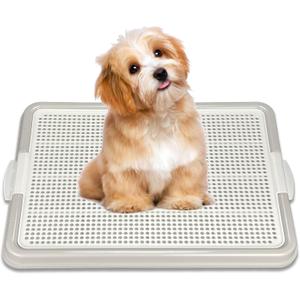 Dog Pee Pad Holder Tray, Puppy Potty Training, 22.5"x16.5", PP Plastic, Snap Lock, 4 Colors (Gray)