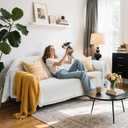 Hokway Chenille Couch Covers Washable for Dogs, Non-Slip Pet Sofa Cover Furniture Protector, Reversible Sofa Slipcovers with Tassels(Light Grey,71x150inch)