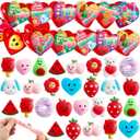 JOYIN 28 Packs Valentines Day Gifts for Kids, Classic Mochi Squishy Toy with Heart Valentines Day Cards for Kids School Classroom, Stress Relief Toy for Valentine Party Favors, Class Exchange Prize
