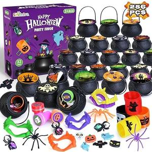 Amazon.com: 256 PCS Halloween Party Favors Bulk for Kids, 32 Pack Prefilled Witch Cauldrons with Halloween Toys, Halloween Goodie Bag Fillers, Halloween Party Supplies, Halloween Miniatures Novelty Toys : Toys & Games