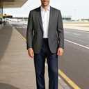 Soojun Men's Classic Fit Flex Waist Flat Front Dress Pant (Blue)