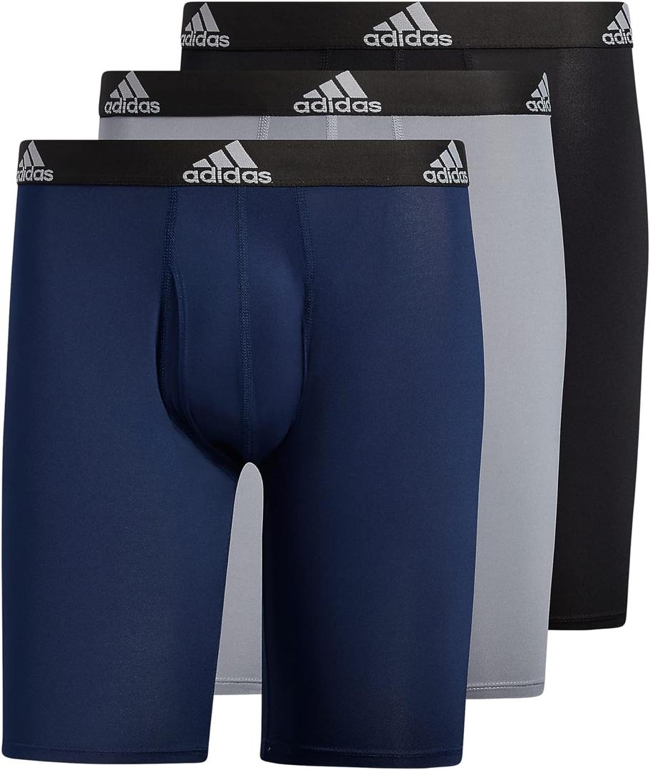 adidas Men's Performance 3-Pack Long Boxer Brief, Underwear Boxer Briefs - 3-Pack Long Men's Underwear Pack (Black/Grey/Collegiate Navy/Performance)