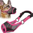 LUCKYPAW Dog Muzzle, Mesh Muzzle for Large Medium Small Dogs, Soft Mouth Guard for Biting Chewing, Breathable Mouth Guard with Adjustable Strap for Training(Hot Pink, S(Snout:7.75"-8.75"))