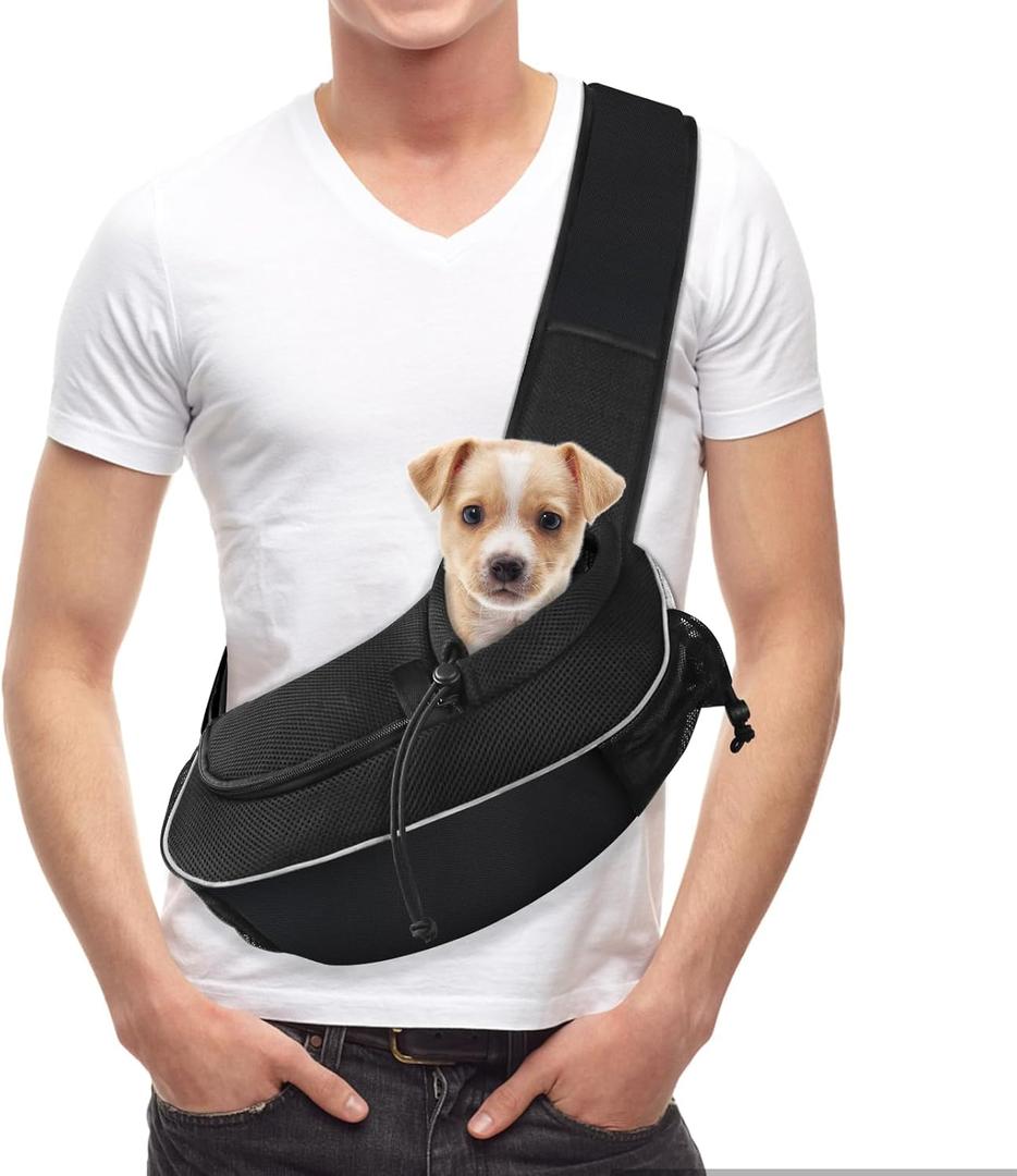Gloppie Dog Sling Puppy Carrier Travel Cat Carrier Dog Carrying Bag Pet Carrier for Small Dogs Below 5 lbs Dog Accessories & Cat Supplies Black (15.8"L x 3.9"W x 7.1"H)