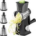 Rotary Cheese Grater, 3 in 1 Cheese Grater Replaceable Stainless Blades Cheese Shredder, Vegetable Slicer, Non-slip Suction Base, Easy to Clean Kitchen Gadgets