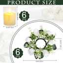 12 PCS Artificial Roses Rings - 3 Inch Roses Flower Wreaths with LED Candles Eucalyptus Pillar Holder Wreath for Wedding Table Centerpiece Home Decorations, White, 6 Sets