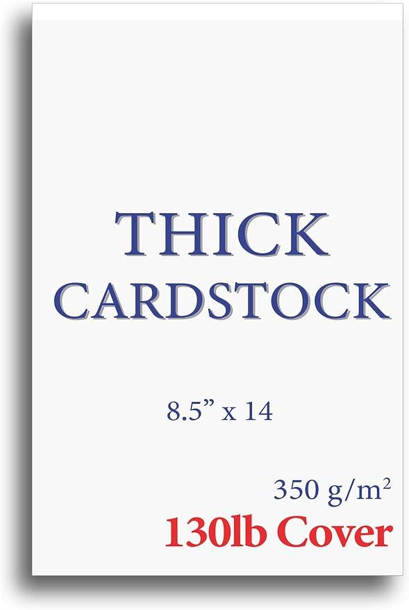 Extra Heavy Duty 130lb Cover Cardstock - Legal Size 8-1/2" x 14" Bright White - 350gsm 17pt Thick Paper for Inkjet & Laser Printers - 100 Sheet Pack