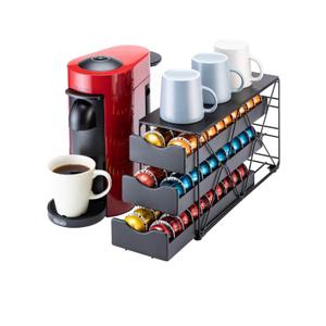 FlagShip for Nespresso Pod Holder Vertuo Pod Drawer Large Mullti Tier Coffee Pod Holder(3 Tier (60Pods Capacity))