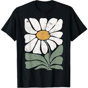 Boho Daisy ~ Flower Retro Botanical Wildflower Gardener T-Shirt, L