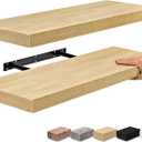 Sorbus Floating Shelves for Wall - 24" Bathroom Shelves, Wall Decor for Bedroom, Kitchen, Living Room, Home Decor & Book Storage - Mounted Floating Shelf with Invisible Brackets (Maple Wood, 2 Pack)