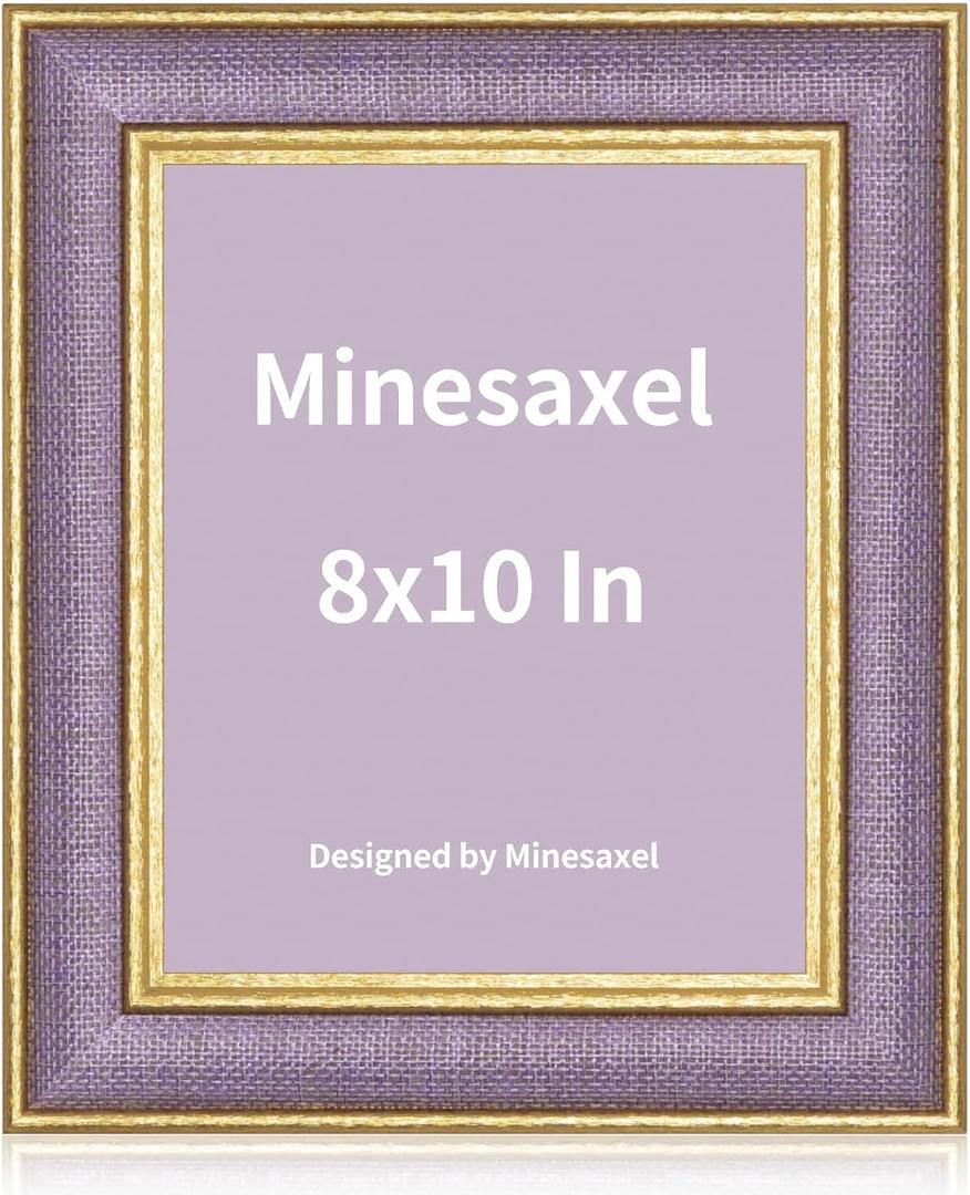 Purple 8x10 Cute Picture Frame,HD Real Glass Unique Fun or Vintage 8 by 10 Photo Frames,Gold Border with Easel for Tabletop and Wall Display 1 Pack