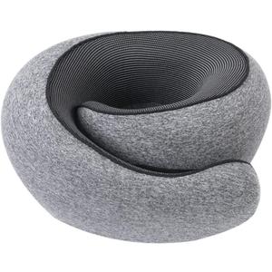 Shaped Memory Foam Neck Pillow with Massage, Charging Portable U-Shaped Travel Pillow for Office Nap Car Sleeping Neck Support (Grey)