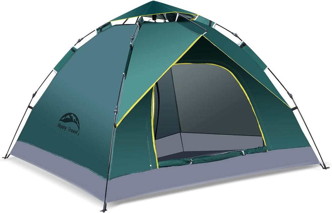 Happy Travel 4 Person Camping Tent, Instant Easy Pop Up Tents for Camping,Automatic Waterproof Family Camping Tent, Easy Set Up Tent,Portable Windproof Dome Tent for Camping Hiking & Traveling