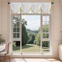 Pure White Valance for Windows with Tassels for Living Room Kitchen Valances with Ropes Light Filtering Waterfall Valance for Bedroom, 1 Semi Sheer Shiny Satin Panel (79"W x 20"L (Pack of 1))