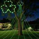 Glooglitter St Patrick's Day Shamrock Lights Outdoor Decor 11.5ft Irish Green Waterfall Lights Irish Shamrock Green LED USB Powered for Tree Yard Patio Wall Porch Party Favors Outside Decorations