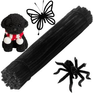 200 Pieces Pipe Cleaners Chenille Stem Set for DIY Arts Crafts Decorations (Black)