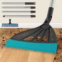 Air Broom for Household Cleaning, Silicone Broom with Adjustable Height&Angle Aluminum Handle, Squeegee Broom for Wet&Dry Messes, Hair, Liquids, Glass, Bathroom, Kitchen on Smooth Floor(Smoky Gray)