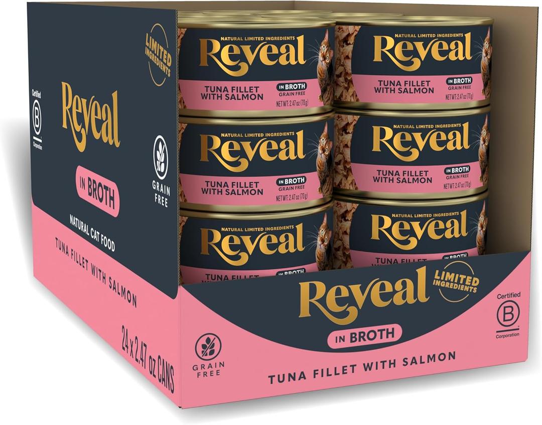 Reveal Tuna & Salmon in Broth Wet Cat Food 24-Pack 2.47 oz Cans BBD Jan 05 2029