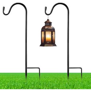 2 Pcs 15 Inch Shepherds Hook for Outdoor Adjustable Bird Feeder Pole Metal Steel Shepard Hooks for Hummingbird Stand Feeder Pole for Garden Plant, Lantern, Hanging Wedding Decor