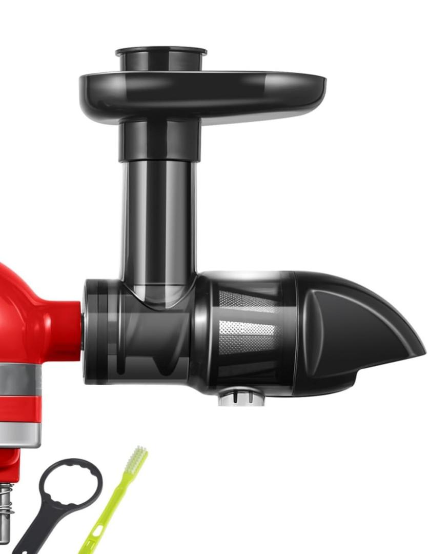 Masticating Juicer Attachment for All Kitchen Aid Stand Mixers, Cold Press Accessories for Fruits & Vegetables, Easy to Clean Slow Juicing Parts, Machine not Included, Black