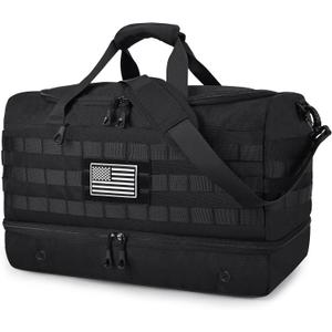 MOZETO Mens Travel Duffel Bag with Compartments, Tactical Inspired GYM Work Police Duty Law Enforcement Carry-on Bag with YKK Zippers Anti-Theft RFID Blocking Wet-Dry Separated Compartment