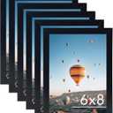 6x8 Picture Frame Set of 6 Black for Wall Hanging or Tabletop- Wall Mounting Horizontally or Vertically, 6 x 8 Wall Gallery Poster Photo Frames for 6 by 8 Photo, 6 Pack, Black