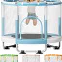 ZCMHAXJ 55" Trampoline for Kids, 440lbs Capacity Indoor & Outdoor Toddler Trampoline, Gifts for Boys & Girls (Blue White)