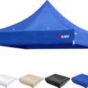 10x10 Canopy Replacement Top for Pop Up Canopy Tent - 4 Drainage Holes10x10ft Canopy top Suitable for Most of The Standard Canopy(top only) (Blue)
