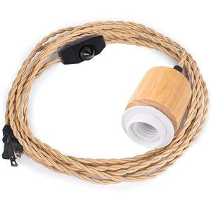 Arturesthome 9.8FT- Pendant Light Cord Kit with Dimmable Switch Vintage Lamp Twisted Nylon Cord E26 E27 Lights Socket for Farmhouse Lamp Cable DIY (Cylinder Shape)