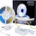 MIWISE COB LED Strip Light 32.8ft/10m,CRI 90+ Daylight White 6000K High Lumen Dimmable Super Bright Flexible DC24V LED Tape Light with Controller/Dimmer,for Cabinet Home Office DIY Lighting Projects