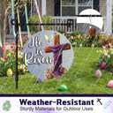 Tegeme Easter Garden Flag Banner Glow in Dark Plastic Waterproof Outdoor Decoration 12.6 x 12.4 Inch He Is Risen Easter Yard Sign for Lawn Porch Pathway Outdoor Home Decor
