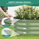 Galvanized Raised Garden Bed Outdoor - 421ft Planter Raised Beds for Gardening | Oval Metal Garden Planter Box with Safety Edging and Gloves for Vegetables Fruits and Flowers OliveGreen