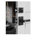 Black Exterior Door Lock Set, Front Door Lock Set with Deadbolt, Square Contemporary Matte Black Front Door Lock Sets, Heavy Duty Zinc-alloyed Exterior Door Handle (1 Pack)