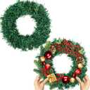 2 Pcs Christmas Wreath 10 Inch Green Artificial Wreaths DIY Faux Plain Wreaths Front Door Green Farmhouse Cabinets Wreath Indoor Outdoor Wall Decor(Fresh)