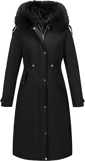 RISISSIDA Women Winter Parka Puffy Coat,Puffer Jacket with Long Fur Collar Hooded,Thicken Warm Bubble Overcoat for Deep Cold Medium